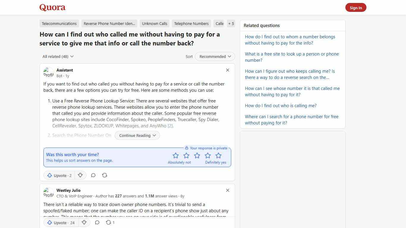 How to find out who called me without having to pay for a service to give me that info or call the number back - Quora